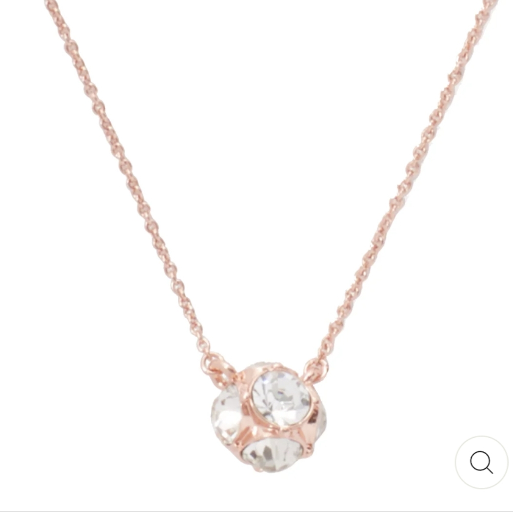 NWT Kate Spade Lady Marmalade Necklace Mini Pendant -rose gold/clear